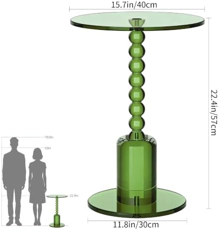 Acrylic Round Side Table, End Table Drink Table Martini Table (Green) in Green, alternate view 3