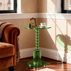 Acrylic Round Side Table, End Table Drink Table Martini Table (Green) in Green, alternate view 5