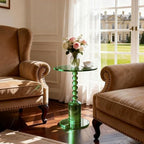 Acrylic Round Side Table, End Table Drink Table Martini Table (Green) in Green, alternate view 7