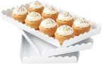 Acrylic Serving Trays 3 Pack, Glossy White Scalloped Acrylic Platters for Party Table Serving Food Cupcake