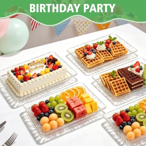 Acrylic Serving Trays, 4-Pack 15 x 11 Clear Party Platters, Reusable in Clear, alternate view 2