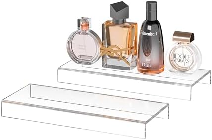 Acrylic Shelf Riser 10x3.9x1 pack of 2, Countertop Acrylic Display Storage Organizer for Shoes, Glasses, Plants