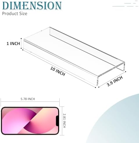 Acrylic Shelf Riser 10x3.9x1 pack of 2, Countertop Acrylic Display Storage Organizer for Shoes, Glasses, Plants, alternate