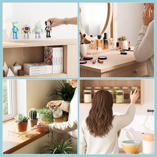 Acrylic Shelf Riser 10x3.9x1 pack of 2, Countertop Acrylic Display Storage Organizer for Shoes, Glasses, Plants, alternate