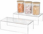 Acrylic Shelf Riser 10x4.7x3 pack of 2, Desktop Rectangular Acrylic Tray Pedestal Stand for Home Décor, Figures