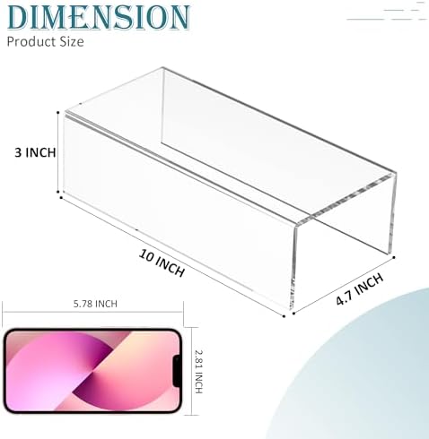 Acrylic Shelf Riser 10x4.7x3 pack of 2, Desktop Rectangular Acrylic Tray Pedestal Stand for Home Décor, Figures, alternate