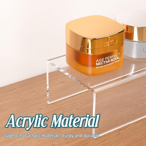 Acrylic Shelf Riser 10x4.7x3 pack of 2, Desktop Rectangular Acrylic Tray Pedestal Stand for Home Décor, Figures, alternate