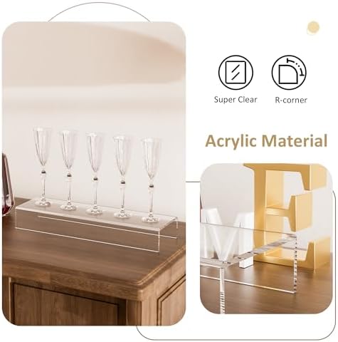 Acrylic Shelf Riser 15x4.3x2 pack of 2, Clear Display Shelf 10” for Figure, Cosmetics, Bags, Shoes, Toys, alternate view 3