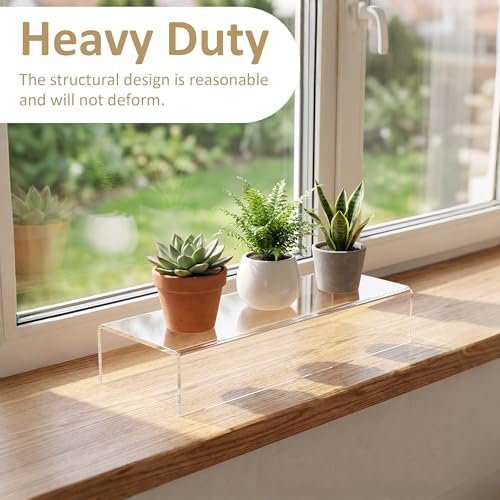 Acrylic Shelf Riser 15x4.3x2 pack of 2, Clear Display Shelf 10” for Figure, Cosmetics, Bags, Shoes, Toys, alternate view 5
