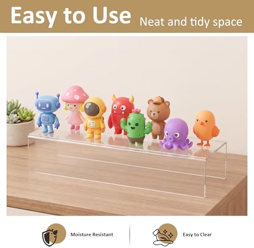 Acrylic Shelf Riser 15x4.7x3 pack of 2, Desktop Rectangular Acrylic Tray Pedestal Stand for Home Décor, Figures, alternate