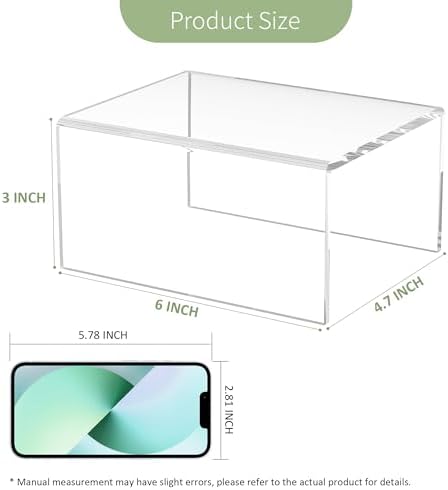 Acrylic Shelf Riser 6x4.7x3 pack of 2, Desktop Rectangular Acrylic Tray Pedestal Stand for Home Décor, Figures, alternate