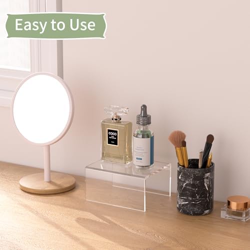 Acrylic Shelf Riser 6x4.7x3 pack of 2, Desktop Rectangular Acrylic Tray Pedestal Stand for Home Décor, Figures, alternate