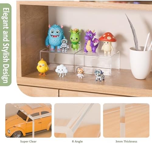 Acrylic Shelf Riser 6x4.7x3 pack of 2, Desktop Rectangular Acrylic Tray Pedestal Stand for Home Décor, Figures, alternate