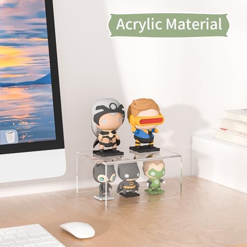 Acrylic Shelf Riser 6x4.7x3 pack of 2, Desktop Rectangular Acrylic Tray Pedestal Stand for Home Décor, Figures, alternate