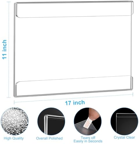 Acrylic Sign Holder 11 x 17 Wall Mount with Tape, Horizontal, 4 Pack in Clear, alternate view 2
