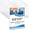 Acrylic Sign Holder 8.5 x 11, 18 Pack Double-Sided Stand up Table Top Sign Holders, Clear Acrylic Picture Frame