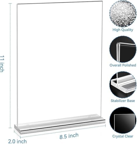 Acrylic Sign Holder 8.5 x 11, 18 Pack Double-Sided Stand up Table Top Sign Holders, Clear Acrylic Picture Frame, alternate
