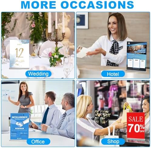 Acrylic Sign Holder 8.5 x 11, 18 Pack Double-Sided Stand up Table Top Sign Holders, Clear Acrylic Picture Frame, alternate