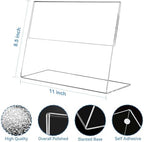 Acrylic Sign Holder 8.5 x 11 Horizontal, 12 Pack Clear Plastic Tabletop Display Stands, Slanted Back Paper Flyer, alternate