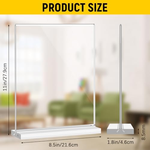 Acrylic Sign Holder 8.5 x 11 Inches, Double Sided Table Sign Holder (Pack of 2) in 8.5 x 11 Inches in Clear, alternate view 3