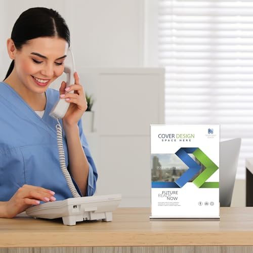 acrylic sign holder 8.5 x 11 Paper Stand 10 Pack Clear Double Side T Shape Acrylic Table Signs for Displaying, alternate view
