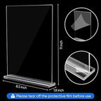 acrylic sign holder 8.5 x 11 Paper Stand 10 Pack Clear Double Side T Shape Acrylic Table Signs for Displaying, alternate view