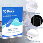 acrylic sign holder 8.5 x 11 Paper Stand 10 Pack Clear Double Side T Shape Acrylic Table Signs for Displaying, alternate view