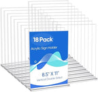 acrylic sign holder 8.5 x 11 Paper Stand 18 Pack Clear Double Side T Shape Acrylic Table Signs for Displaying