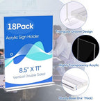 acrylic sign holder 8.5 x 11 Paper Stand 18 Pack Clear Double Side T Shape Acrylic Table Signs for Displaying, alternate view