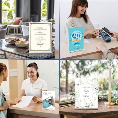 acrylic sign holder 8.5 x 11 Paper Stand 18 Pack Clear Double Side T Shape Acrylic Table Signs for Displaying, alternate view