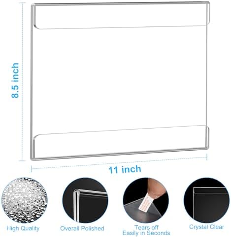 Acrylic Sign Holder 8.5 x 11 Wall Mount, 10 Pack Horizontal Display in Clear, alternate view 3