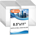 Acrylic Sign Holder 8.5 x 11 Wall Mount, 18 Pack Clear Flyer Holders in clear