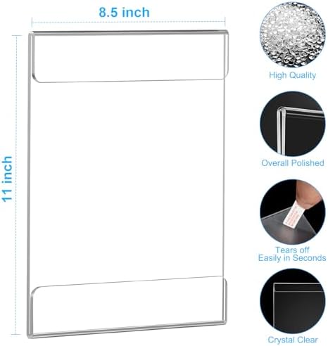 Acrylic Sign Holder 8.5 x 11 Wall Mount, 3 Pack Clear Flyer Holders in clear, alternate view 3