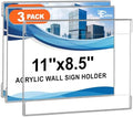 Acrylic Sign Holder 8.5 x 11 Wall Mount, 3 Pack Horizontal Display in clear