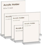 Acrylic Sign Holder 8.5x5.5 Inch 3 Pack Horizontal T Shape Double-Sided Desktop Display Holder. (Optional 8.5x11, alternate