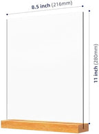 Acrylic Sign Holder with Wood Base 8.5x11 Inch Vertical and Slant Displays (2 Pack 8.5*11") in 8.5x11 Inch, alternate view 3