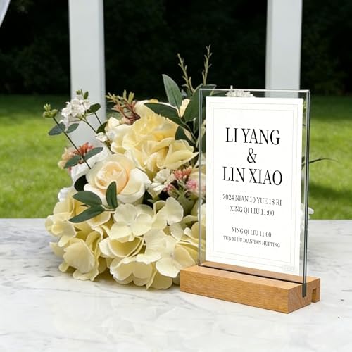 Acrylic Sign Holder with Wood Base 8.5x11 Inch Vertical and Slant Displays (2 Pack 8.5*11") in 8.5x11 Inch, alternate view 6