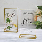 Acrylic Sign Holders with Golden Border, Portrait View, Pack of 12 | 5x7 Double Sided Clear Frame, Perfect for, alternate