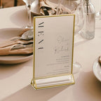 Acrylic Sign Holders with Golden Border, Portrait View, Pack of 12 | 5x7 Double Sided Clear Frame, Perfect for, alternate