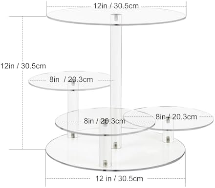 Acrylic Tiered Cake and Cupcake Stand, 4 Tier Dessert Pastry Display Tower Stand for Wedding, Birthday Bar, alternate view 3