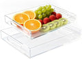 Acrylic Tray, 2 Pack Spill Proof Platter with Handles for Ottoman in 2Pcs(12"x16"-11"x14")