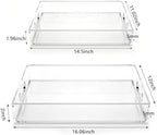 Acrylic Tray, 2 Pack Spill Proof Platter with Handles for Ottoman in 2Pcs(12"x16"-11"x14"), alternate view 3
