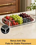 Acrylic Tray, 2 Pack Spill Proof Platter with Handles for Ottoman in 2Pcs(12"x16"-11"x14"), alternate view 6