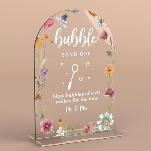 Acrylic Wedding Sign Bubble Send Off Signs for Ceremony Modern Calligraphy Arch Acrylic Table Top Signs for
