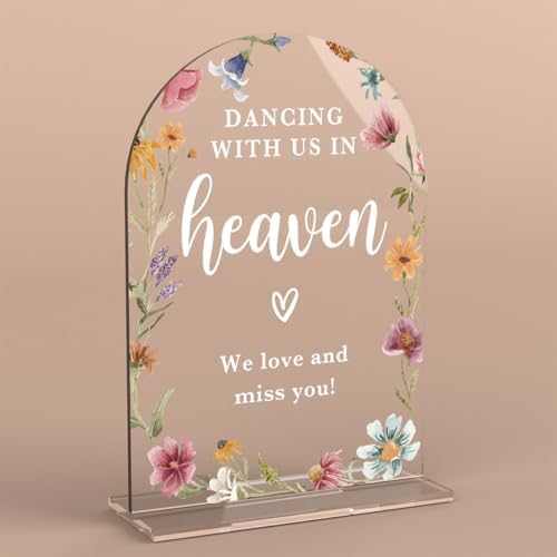 Acrylic Wedding Sign Dancing With Us In Heaven Signs for Ceremony Modern Calligraphy Arch Acrylic Table Top