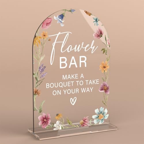Acrylic Wedding Sign, Flower Bar Desk Decor, Flower Bar Sign for Ceremony, Modern Font Table Signs, Wildflowers