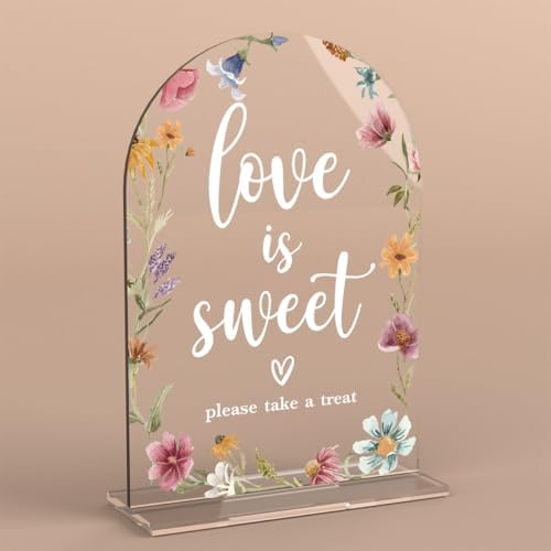 Acrylic Wedding Sign Love is Sweet Signs for Ceremony Modern Calligraphy Arch Acrylic Table Top Signs for