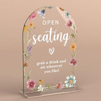 Acrylic Wedding Sign Open Seating Signs for Ceremony Modern Calligraphy Arch Acrylic Table Top Signs for Wedding