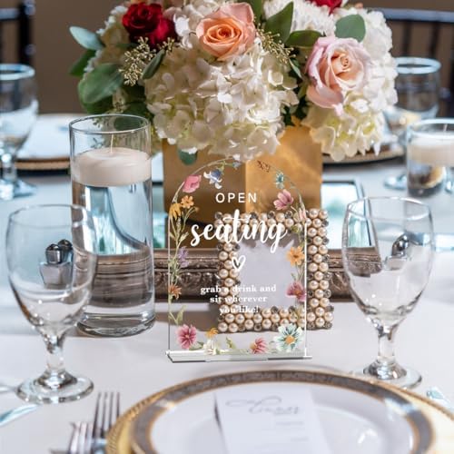 Acrylic Wedding Sign Open Seating Signs for Ceremony Modern Calligraphy Arch Acrylic Table Top Signs for Wedding, alternate