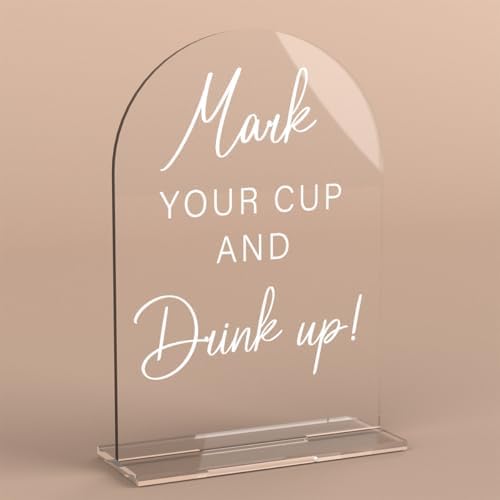 Acrylic Wedding Sign Wedding Signs for Ceremony Mark Your Cup and Drink Sign for Wedding, Modern Calligraphy